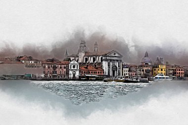 Venedik sanat eskizi çizimi eğlenceli tasarım antika retro