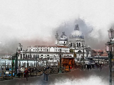 Venedik sanat eskizi çizimi eğlenceli tasarım antika retro