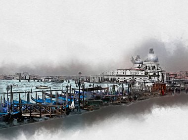 Venedik sanat eskizi çizimi eğlenceli tasarım antika retro