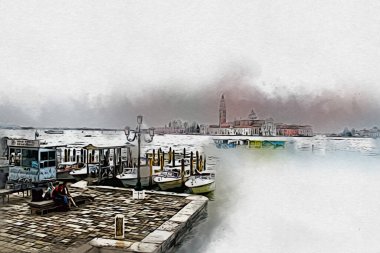 Venedik sanat eskizi çizimi eğlenceli tasarım antika retro