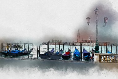 Venedik sanat eskizi çizimi eğlenceli tasarım antika retro