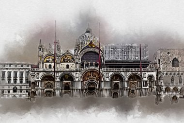 Venedik sanat eskizi çizimi eğlenceli tasarım antika retro