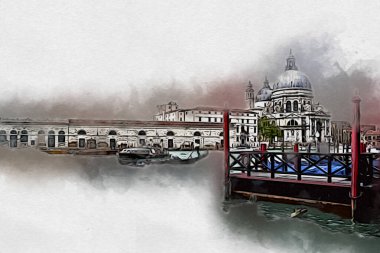 Venedik sanat eskizi çizimi eğlenceli tasarım antika retro