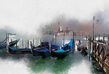 Venedik sanat eskizi çizimi eğlenceli tasarım antika retro