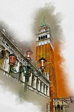 Venedik sanat eskizi çizimi eğlenceli tasarım antika retro