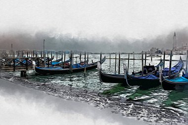 Venedik sanat eskizi çizimi eğlenceli tasarım antika retro