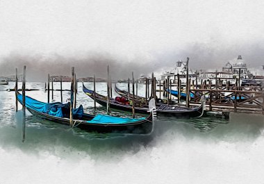 Venedik sanat eskizi çizimi eğlenceli tasarım antika retro