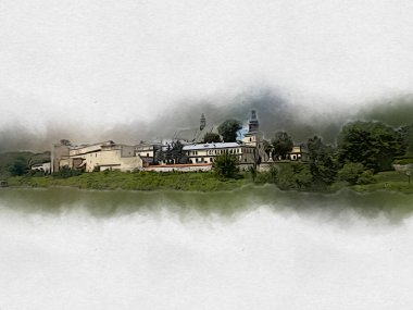 Eski şehir Krakow sanat illüstrasyonları antika