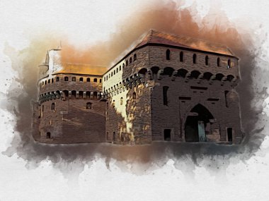Eski şehir Krakow sanat illüstrasyonları antika