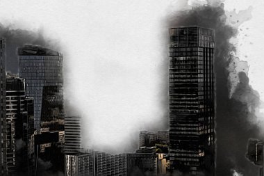 Varşova şehir manzarası dış sanat çizimi çizimi