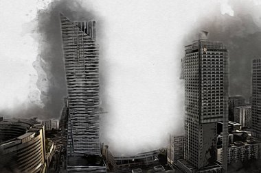 Varşova şehir manzarası dış sanat çizimi çizimi