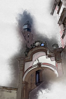 Wroclaw City Poland antika sanat eskizi çizimi