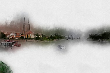 Wroclaw City Poland antika sanat eskizi çizimi