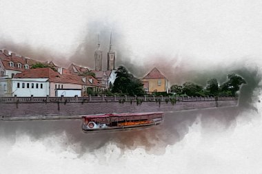 Wroclaw City Poland antika sanat eskizi çizimi