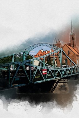 Wroclaw City Poland antika sanat eskizi çizimi