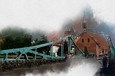 Wroclaw City Poland antika sanat eskizi çizimi