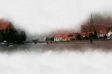 Wroclaw City Poland antika sanat eskizi çizimi