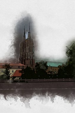 Wroclaw City Poland antika sanat eskizi çizimi