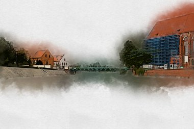 Wroclaw City Poland antika sanat eskizi çizimi