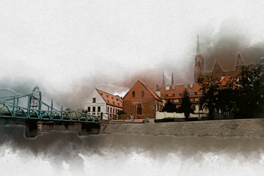 Wroclaw City Poland antika sanat eskizi çizimi