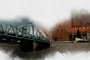 Wroclaw City Poland antika sanat eskizi çizimi