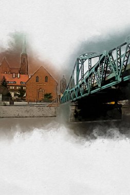 Wroclaw City Poland antika sanat eskizi çizimi