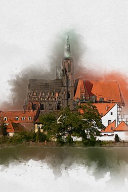 Wroclaw City Poland antika sanat eskizi çizimi