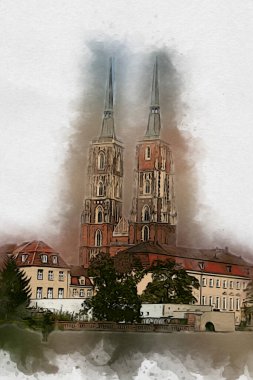 Wroclaw City Poland antika sanat eskizi çizimi