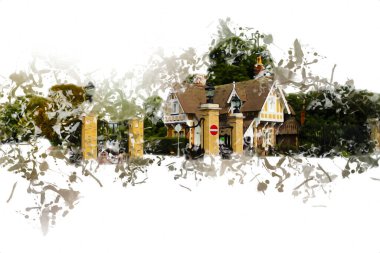 Londra 'nın büyük Ben sanat eseri çizimi, çizim, eğlenceli tasarım, antika retro