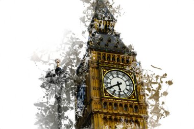 Londra 'nın büyük Ben sanat eseri çizimi, çizim, eğlenceli tasarım, antika retro