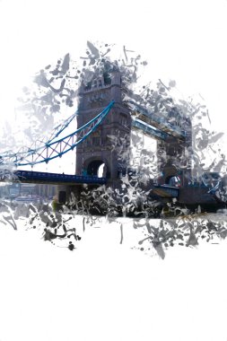 Londra 'nın büyük Ben sanat eseri çizimi, çizim, eğlenceli tasarım, antika retro