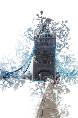 Londra 'nın büyük Ben sanat eseri çizimi, çizim, eğlenceli tasarım, antika retro