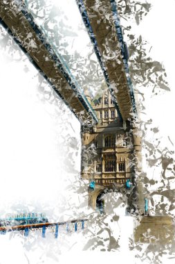 Londra 'nın büyük Ben sanat eseri çizimi, çizim, eğlenceli tasarım, antika retro