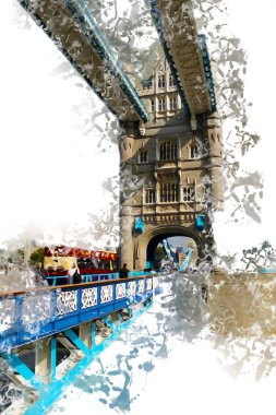 Londra 'nın büyük Ben sanat eseri çizimi, çizim, eğlenceli tasarım, antika retro