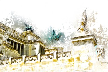 Roma İtalya sanatı eskiz çizimi eğlenceli tasarım antika retro