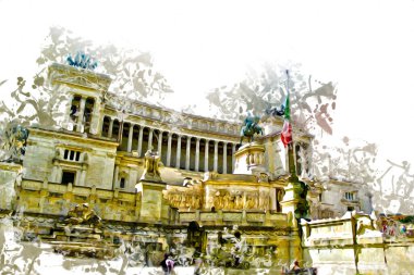 Roma İtalya sanatı eskiz çizimi eğlenceli tasarım antika retro