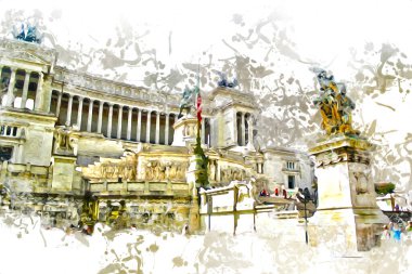 Roma İtalya sanatı eskiz çizimi eğlenceli tasarım antika retro