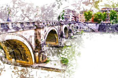 Roma İtalya sanatı eskiz çizimi eğlenceli tasarım antika retro