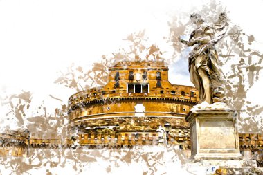 Roma İtalya sanatı eskiz çizimi eğlenceli tasarım antika retro