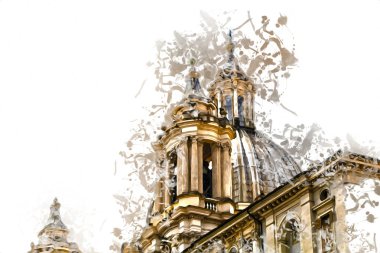 Roma İtalya sanatı eskiz çizimi eğlenceli tasarım antika retro