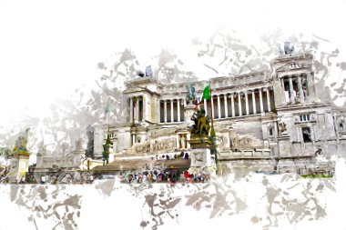 Roma İtalya sanatı eskiz çizimi eğlenceli tasarım antika retro