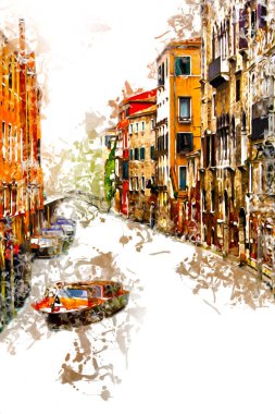 Venedik sanat eskizi çizimi eğlenceli tasarım antika retro