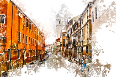 Venedik sanat eskizi çizimi eğlenceli tasarım antika retro