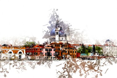 Venedik sanat eskizi çizimi eğlenceli tasarım antika retro