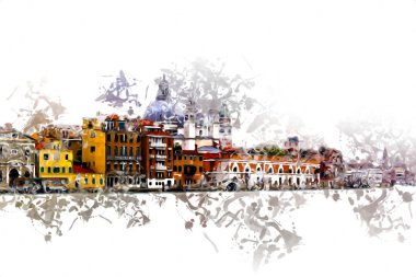 Venedik sanat eskizi çizimi eğlenceli tasarım antika retro