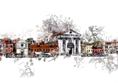 Venedik sanat eskizi çizimi eğlenceli tasarım antika retro