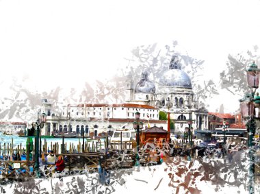 Venedik sanat eskizi çizimi eğlenceli tasarım antika retro