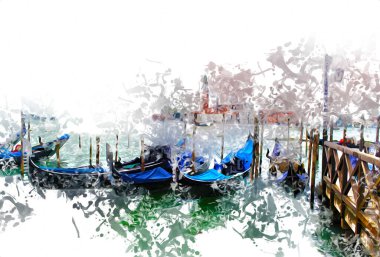 Venedik sanat eskizi çizimi eğlenceli tasarım antika retro