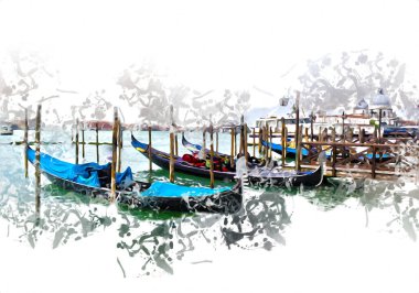 Venedik sanat eskizi çizimi eğlenceli tasarım antika retro