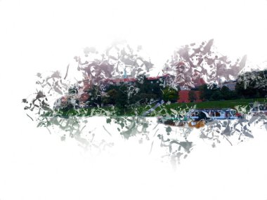 Eski şehir Krakow sanat illüstrasyonları antika